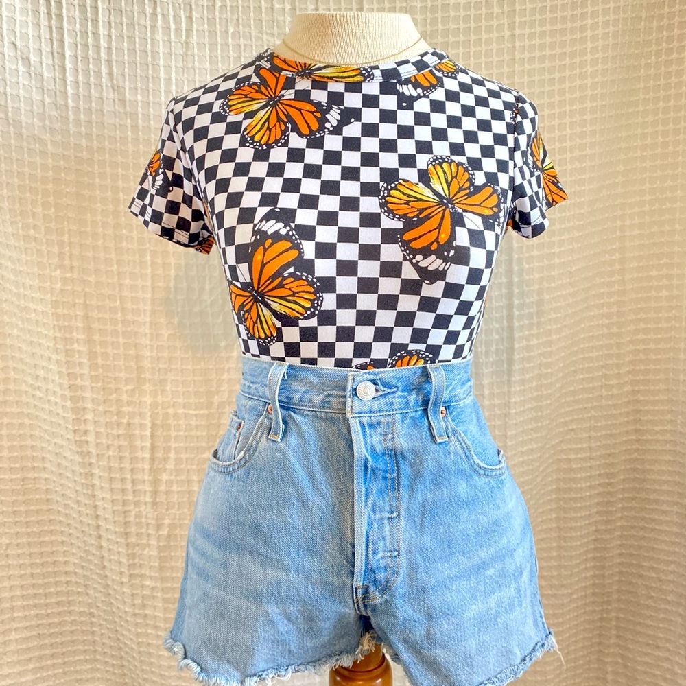 Butterfly Checkered Top